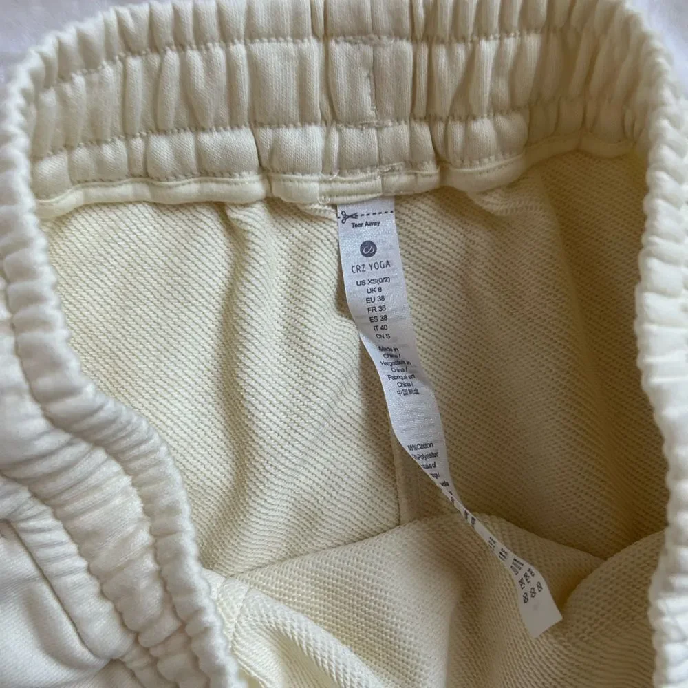 CRZ YOGA Cotton Sweat 17'' Jersey Skirt with Pockets, White Apricot, XS, NWT